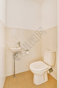 一个小浴室 有厕所和洗手间建筑学房间公寓住宅卫生洗澡墙壁奢华家具窗户图片