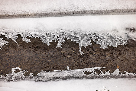 与德国DFF拍摄的雪冬溪流上自制冰冻冰图片