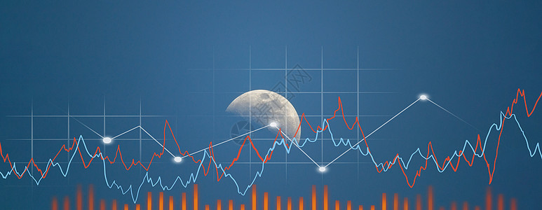 用于演示和报告背景的满月和蓝天空 月亮相图 Banner图片