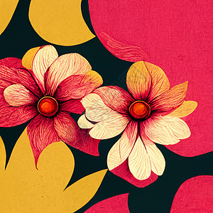 粉色和黄色抽象花朵图案 为印刷 壁画 封面和邀请提供说明图片