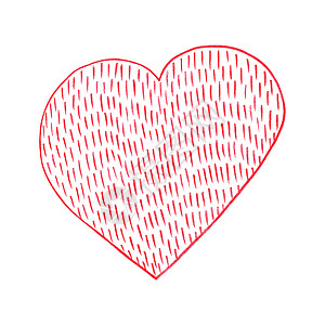 红心由彩色笔画出 在白色背景上孤立的心脏形状世界迹象生命简历手绘插图假期国际红色艺术图片
