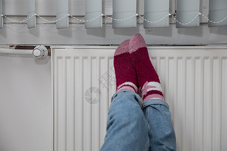 在热散热器上暖冷脚 厚羊毛袜加热牛仔布生态系统季节辐射房间压力暖气用户图片