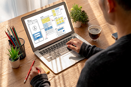 现代移动应用程序和网站 UX UX UUI设计流程笔记本原型界面互联网屏幕品牌职场建筑学男人人士图片