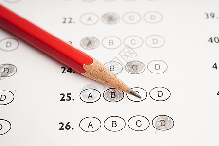 回答单上写着铅笔画 填满了选择和教育概念清单考试知识气泡圆圈数字写作解决方案学习学生图片