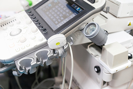 3D4D图象的闪亮医疗超声波机 在医院诊断室内 现代医疗设备 预防医学和保健概念 (三维4D图象)图片