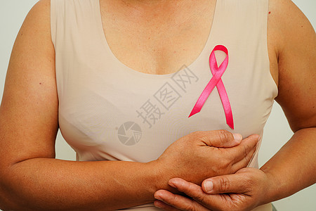 10月世界乳腺癌日 带粉色丝带的亚洲妇女乳房考试危险疾病x线医院成人组织女士化疗图片