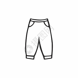 在白色背景上被隔离的孩子的裤子 儿童服装的矢量涂鸦插图 手工绘制轮廓线的牛仔裤和裤子 儿童画的走路穿的衣服图片
