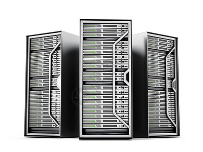 在白色背景上孤立的网络服务器 3D 插图数据互联网计算安全架子商业贮存技术3d托管图片