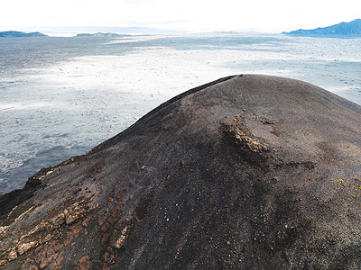 冰岛某处火山山顶的空中观测图景图片