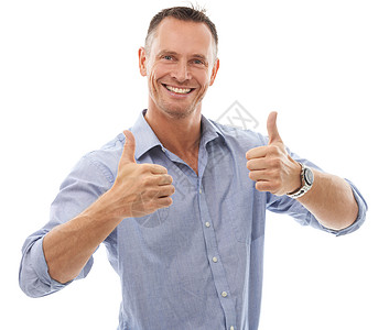 画像 大拇指和工作室的商务人士在白色背景上被孤立 缩略图 支持和快乐的男性手势 比如 表情 批准或感谢你 是以及成功动机背景图片
