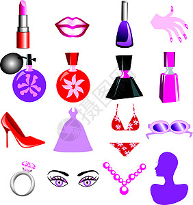 口红png美容图标温泉项链美甲指甲卫生香水眼睛美丽女性化妆品设计图片