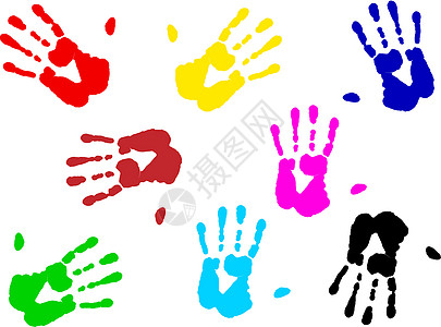 手印指纹手指黄色烙印创造力印象个性黑色身份绘画插图图片