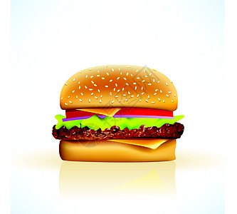 美味 现实的矢量芝士汉堡图片