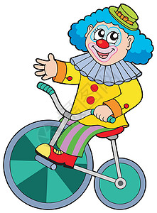 卡通小丑骑自行车图片