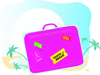 行李纪念品卡通片案件沙漠航程贴纸手提箱运输异国假期图片