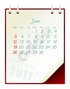 2011年6月笔记季节木板杂志回忆螺旋笔记本办公室日历插图图片