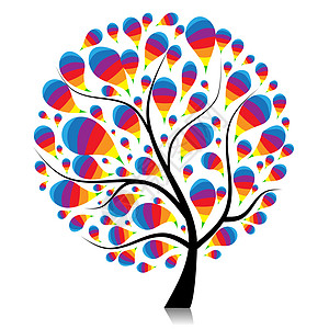 设计上美美的艺术树蓝色环境绘画森林花瓣装饰风格树干乐趣漩涡图片
