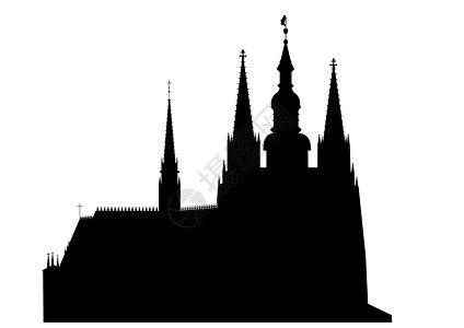 布拉格城堡-圣维特大教堂-矢量图片