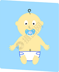 宝宝男孩插图奶嘴孩子淋浴假人庆典艺术婴儿生日儿子图片