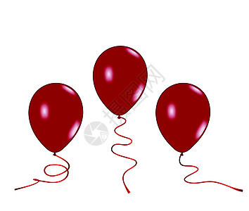 三个红色气球的现实化插图图片