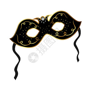 万圣节面具现实的嘉年华或戏剧面罩被孤立庆典插图漩涡磁带剧院狂欢金子面具舞会丝带设计图片