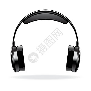 矢量耳听器立体声电子产品夹子反射白色玩家音乐插图音乐播放器低音图片