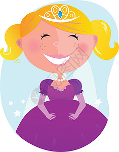小可爱公主 穿着粉红裙子和头饰童话微笑插图孩子卡通片土地紫色女孩金发女郎魔法图片