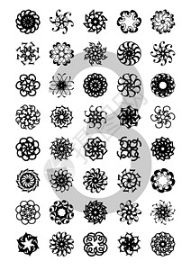 印字装饰品矢量徽章花纹马车太阳数字插图蕾丝花环雪花花丝图片