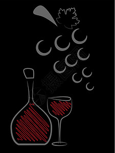红酒酒杯庆典插图卡片软木艺术奢华瓶子红色叶子图片