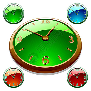 时钟玻璃仪器绿色红色金属时间测量图标集分针计算机图片