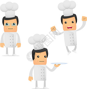 一套有趣的漫画主厨服务职业男性白色面包师工作厨师乐趣男人创造力图片