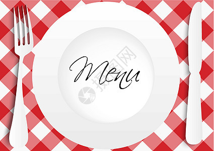 菜单卡设计红色庆典桌布刀具餐厅插图卡片晚宴烹饪茶布背景图片
