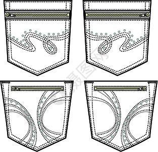 带细节的后背口袋设计艺术展示生产织物服装收藏女士牛仔布拉链魅力图片