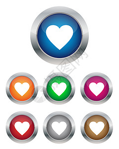 心脏按钮网站庆典反射网络蓝色合金橙子水晶玻璃技术图片