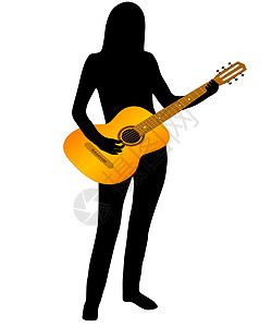 音乐和吉他工具派对游戏幸福作曲家黑色唱歌女士感激插图图片