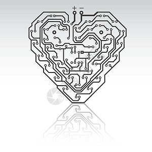 心形的电路板图案创造力母板工业技术白色木板电脑芯片概念插图图片