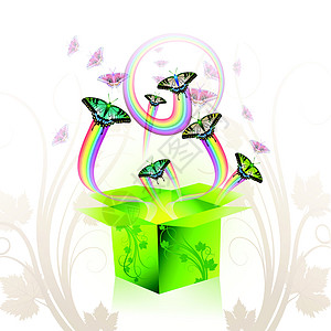 弹簧盒盒子墙纸三叶草雏菊插图喜悦彩虹活力树叶阳光图片