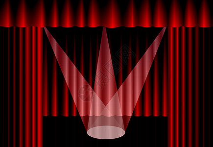 EPS10 红幕幕 舞台聚光灯公告观众织物推介会海浪材料天鹅绒剧院音乐会乐队图片
