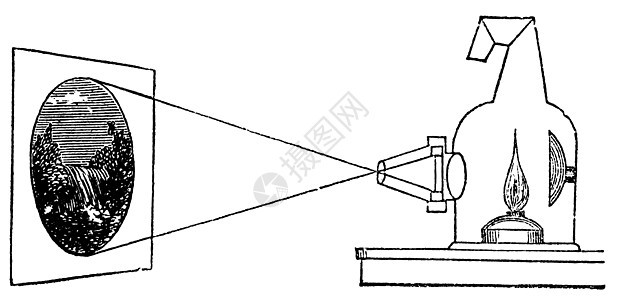 魔法灯或后天魔术古典雕刻投影仪历史乡愁古董灯笼蚀刻推介会技术摄影绘画图片