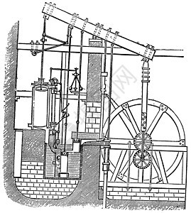 Watt 蒸汽发动机 旧式雕刻图片