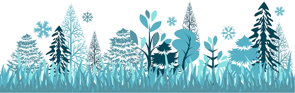 与冬季森林无缝模式边界插图问候语创造力枞树水平马赛克卡片新年白色图片