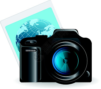 相机黑色插图按钮蓝色地球行星摄影师摄影照片身体图片