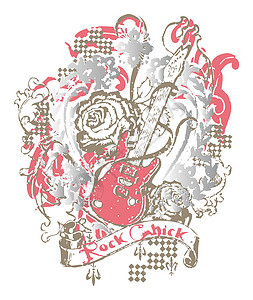 玫瑰吉他徽章图片