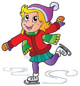 卡通滑冰女孩图片