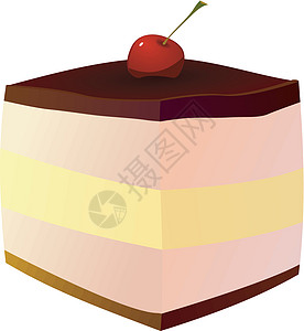 巧克力酱用樱桃做的蛋糕 向量设计图片