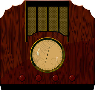 木制箱子中旧收音机的矢量插图 EPS10图片