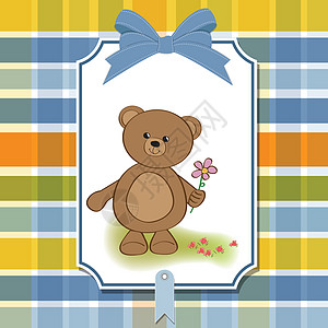 带泰迪熊和花朵的生日快乐卡男生卡片礼物框架喜悦插图惊喜女孩淋浴纪念日图片