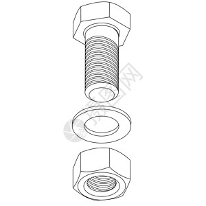 不锈钢螺栓和坚果 矢量插图合金车间工厂物品紧缩工业制造业机器机械白色图片