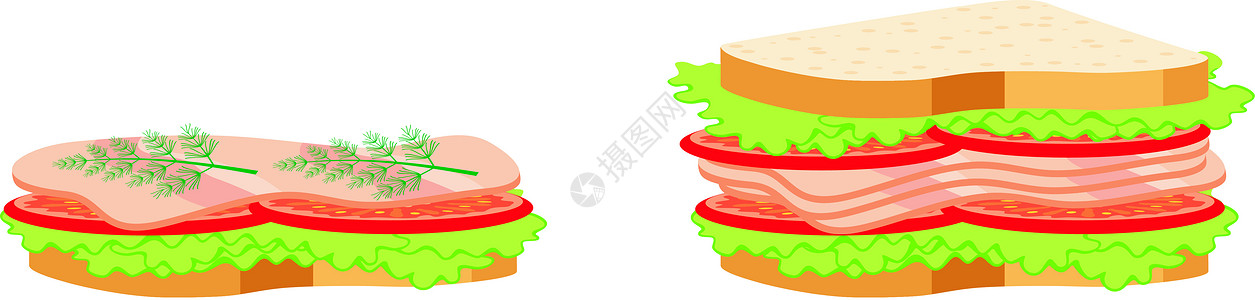 三明治沙拉两个三明治蔬菜小吃食物棕色早餐绿色燕麦小麦沙拉面包设计图片