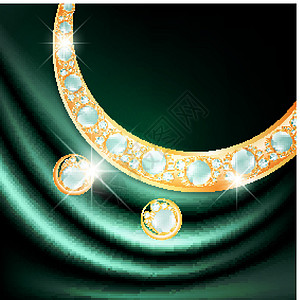 项链耳环珠宝套件金子水晶珍珠丝绸奢华钻石财富织物耳环首饰设计图片